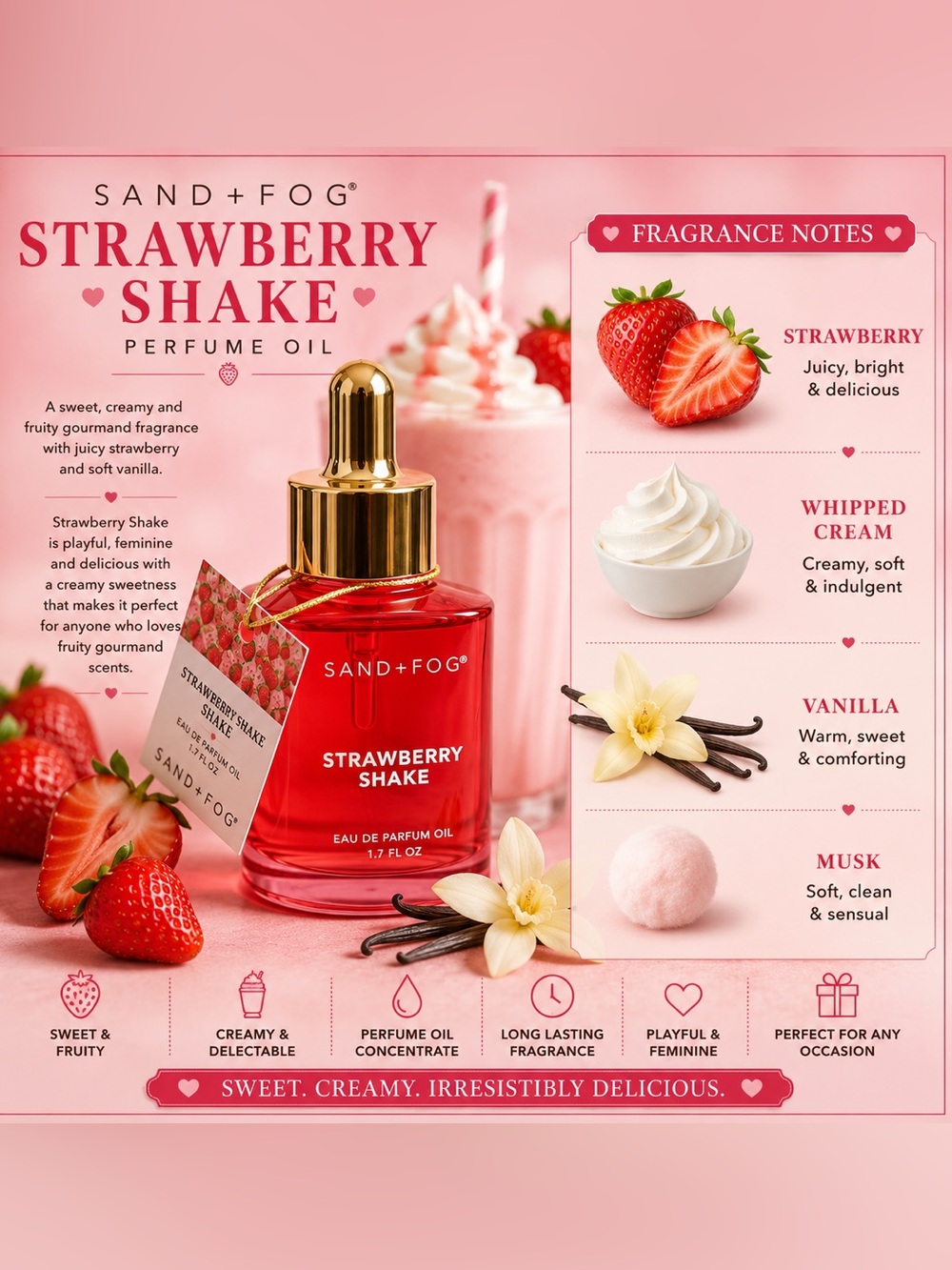 SAND+FOG Strawberry Shake Moisturizing Body Oil — Red
